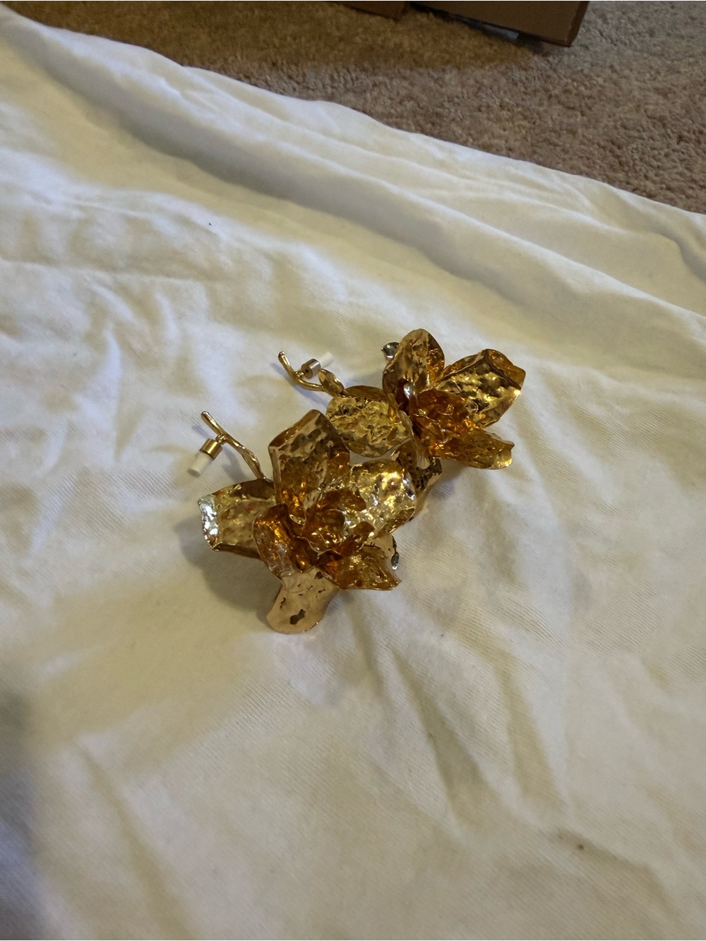 Gold Floral Statement Earrings - Women's Jewelry